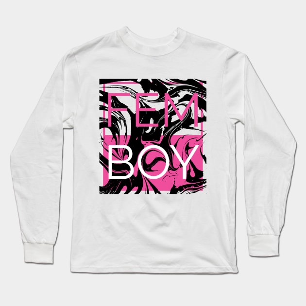 Femboy Vaporwave Marble Long Sleeve T-Shirt by Perpetual Brunch